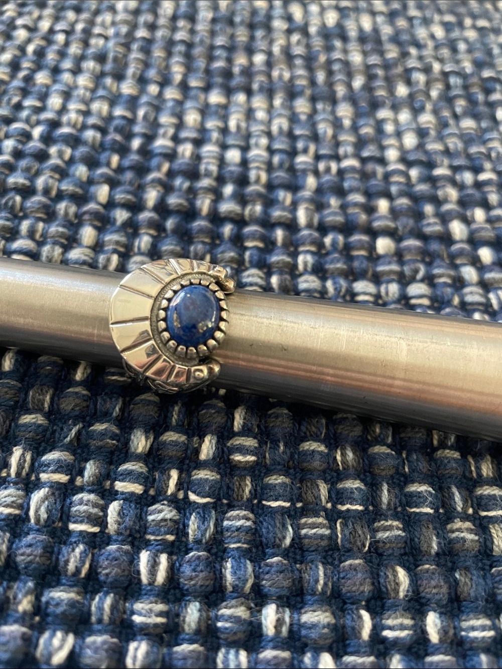 Native American Fritz Casuse designed sterling lapis ring size 5